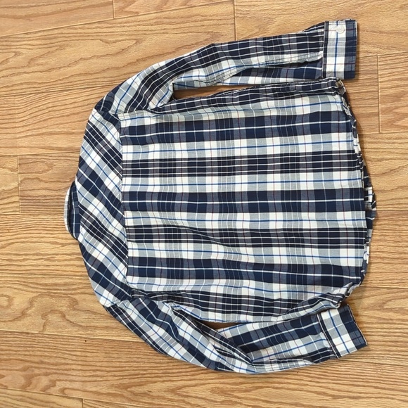 JNCO plaid button-down cotton shirt blue white zipper pockets skater, men's M - Picture 3 of 7